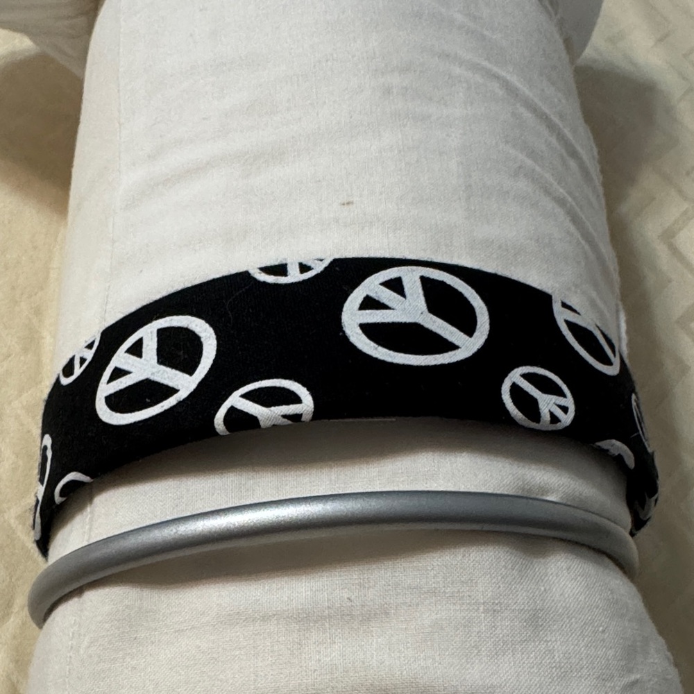 Peace Symbol Black and White fabric headband